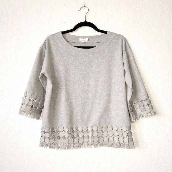 Lili Sidonio x Molly Bracken Gray Cut Out Fringe Top‎ Size Small - Picture 1 of 6